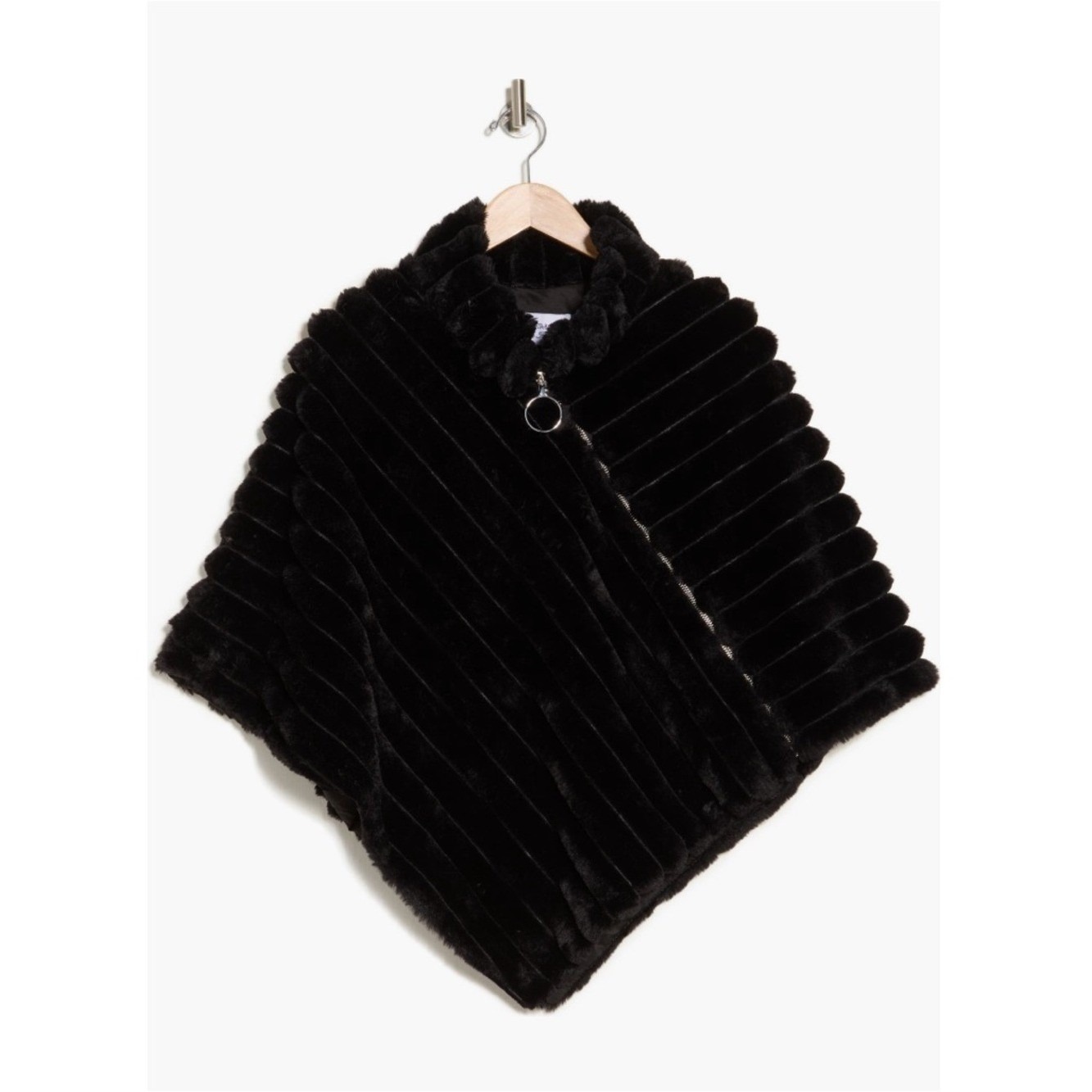 La Fiorentina Faux Fur Wrap Poncho, Black Fur, Classic & Elegant, Nwt